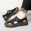 Summer new men's large size leather mesh shoes comfortable breathable sandals Fashion men sandals beach shoes 38-47
