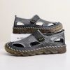 Summer new men's large size leather mesh shoes comfortable breathable sandals Fashion men sandals beach shoes 38-47
