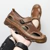 Summer new men's large size leather mesh shoes comfortable breathable sandals Fashion men sandals beach shoes 38-47