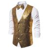 Men's Small Sequin Suit Vests Stage Costumes Gold Waistcoat for Party Club Disco Wedding