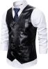 Men's Metal Texture Shiny Vest Fashion Solid Color Double Breasted Vest Nightclub Party Show