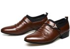 New men's formal single shoes pointed toe set formal leather shoes Korean version comfortable low-help men's casual shoes loafers