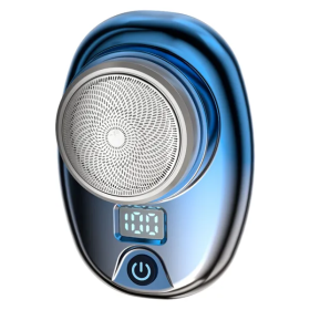 Portable Electric Shaver With LED Digital Display Type-C Rechargeable (Color: Blue)